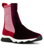 Paneled Two-Tone Ankle Boots - Red & Burgundy or Black & Blue