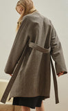 Houndstooth Wool-Blend Boxy Coat