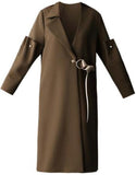 Button Ruffled-Sleeve Coat