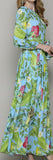 Garden Vegetable Print Dress with Sash