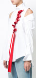 Racing Stripe Ruffle Detail Blouse