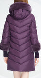 Rabbit Fur-Trimmed Puffer Down Coat, Purple