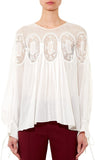 Lace-Trimmed Cotton Voile Blouse-White - DESIGNER INSPIRED FASHIONS