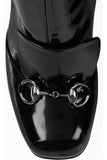 'Lillian' Horsebit Black Patent Leather Knee-High Boots - DESIGNER INSPIRED FASHIONS