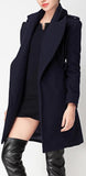 Belted Navy Wool Coat - DESIGNER INSPIRED FASHIONS