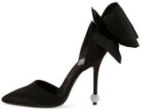 Satin Bow D'Orsay Crystal Sphere Pump - (Rose Red or Black) - DESIGNER INSPIRED FASHIONS
