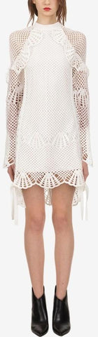 High Neck Crochet Tunic Dress