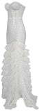 Glitter Mesh Tiered Strapless Gown