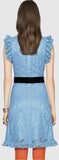 Embroidered Cluny Lace Dress, Blue - DESIGNER INSPIRED FASHIONS