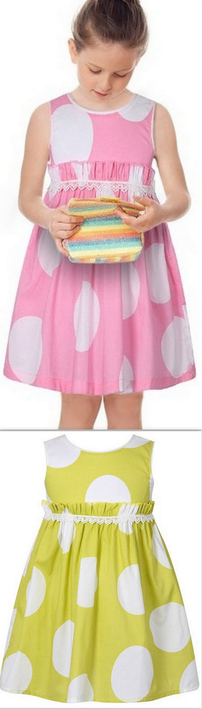 Polka Dot Print Dress, Pink or Yellow - DESIGNER INSPIRED FASHIONS
