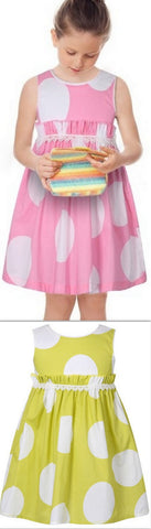 Polka Dot Print Dress, Pink or Yellow - DESIGNER INSPIRED FASHIONS