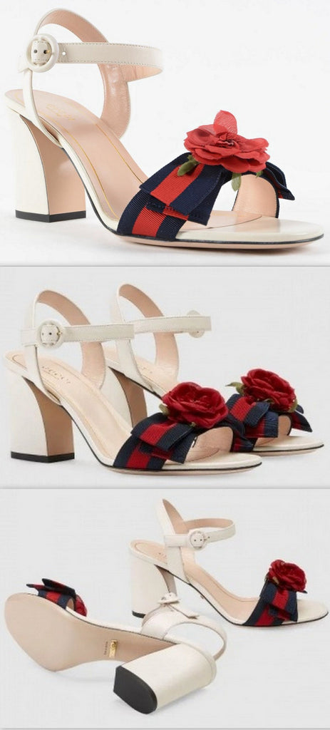 Floral Embellished Sandals, White