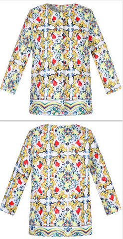'Majolica' Tile Printed Jacket - DESIGNER INSPIRED FASHIONS