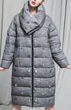 Textured Embellished Down Coat in Grey or Cream - DESIGNER INSPIRED FASHIONS
