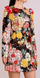 Floral Embellished Long-Sleeve Mini Dress
