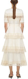 Cream Tiered Midi Dress