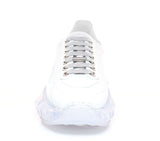 White Calf Leather with Patent Low Top Trainers