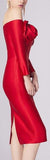 Off-the-Shoulder Red Rose Dress