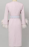 Belted Feather Detailed Dress