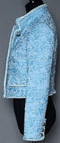 Tweed Jacket in Light Blue - DESIGNER INSPIRED FASHIONS