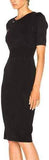 Black Button-Embellished Fitted Dress