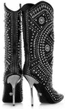 'Chelsea' Studded Embellished Stiletto Boots in Black or White - DESIGNER INSPIRED FASHIONS