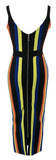 Striped Stretch Bodycon Midi Dress