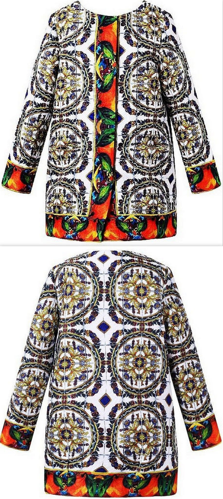 Tile Printed Coat - DESIGNER INSPIRED FASHIONS