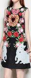 Embellished Floral Appliques Shift Dress