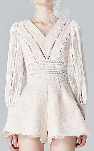 Embroidered Long-Sleeve Playsuit - DESIGNER INSPIRED FASHIONS