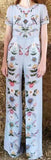 Floral Print Tee & Matching Wide-Leg Pants in Light Blue