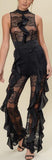 Lace Ruffle Jumpsuit, Black - DESIGNER INSPIRED FASHIONS