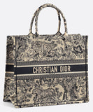 Book Tote Toile De Jouy Bag - Burgundy/Red or Dark Blue