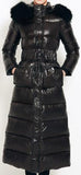 Paneled Puffer Coat with Removable Fur, Black