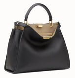 Peekaboo Essential Black and Beige Leather Handbag