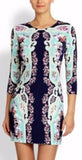 Printed Jersey Mini Dress- Midnight Multi - DESIGNER INSPIRED FASHIONS