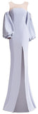 Off-the-Shoulder Illusion Puffed-Sleeve Gown