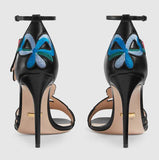 Embroidered Leather Mid Heel Sandals | DESIGNER INSPIRED FASHIONS