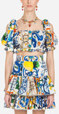 'Majolica' Print Top and Skirt Set