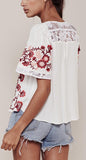 'Isabella' Floral Embroidered Lace Panel Top - DESIGNER INSPIRED FASHIONS
