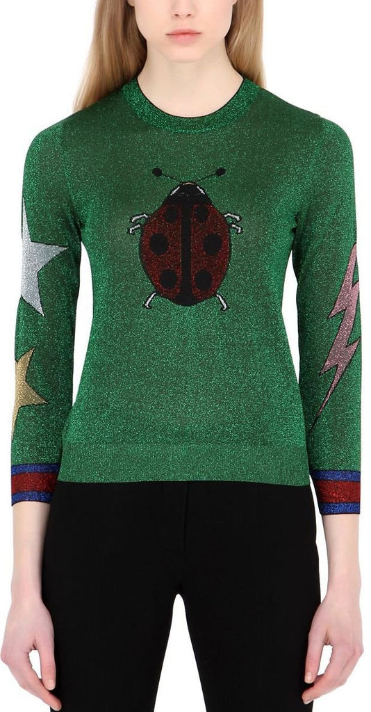 Extra Fine Intarsia Knit 'Lady Bug' Sweater - DESIGNER INSPIRED FASHIONS
