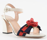 Floral Embellished Sandals, White