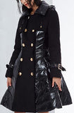 Black Flared Double-Breasted Puffer Coat