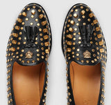 Black Leather Loafers with Studs