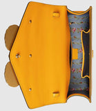 Leather Top Handle Bag with Moth, Yellow