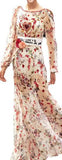Floral Chiffon Gown with Applique Details