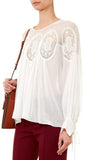 Lace-Trimmed Cotton Voile Blouse-White - DESIGNER INSPIRED FASHIONS