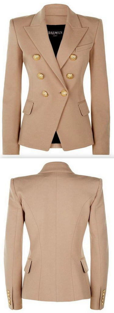 Double-Breasted Blazer, Khaki/Beige