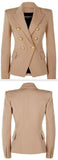 Double-Breasted Blazer, Khaki/Beige