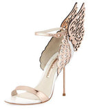 'Evangeline' Angel Wing Sandals-White & Gold - DESIGNER INSPIRED FASHIONS